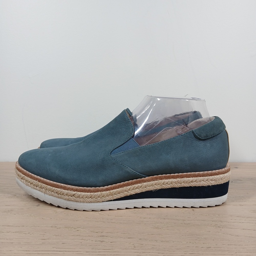 Kenneth Cole Ryanne Loafers Women 7 Blue Leather Slip On Platform Espadrille
